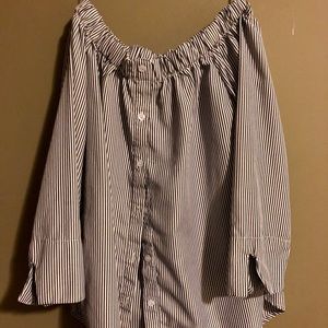 Off Shoulder Striped Blouse